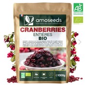 Cranberries (canneberges) entières déshydratées de la marque amoseeds
