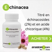 Complément alimentaire à base de d'echinacea : boite, gélules et fleurs