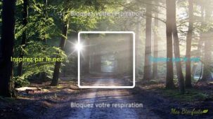 Exercice de respiration carrée : carré blanc dans une forêt incitant à la détente et à la relaxation.