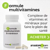 Complément alimentaire Formule multivitamines et minéraux : boîte blanche épurée avec écritures noires et 3 gélules disposées à côté. Fond blanc et gris clair.