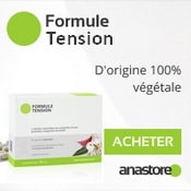 Complément alimentaire à base de plantes contre la tension : boîte, gélules et bouton acheter sur fond blanc.