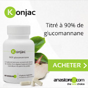 Konjac : boîte, gélules et plante.