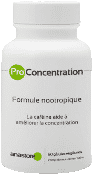 Formule nootropique ProConcentration en gélules : boîte en gros plan.